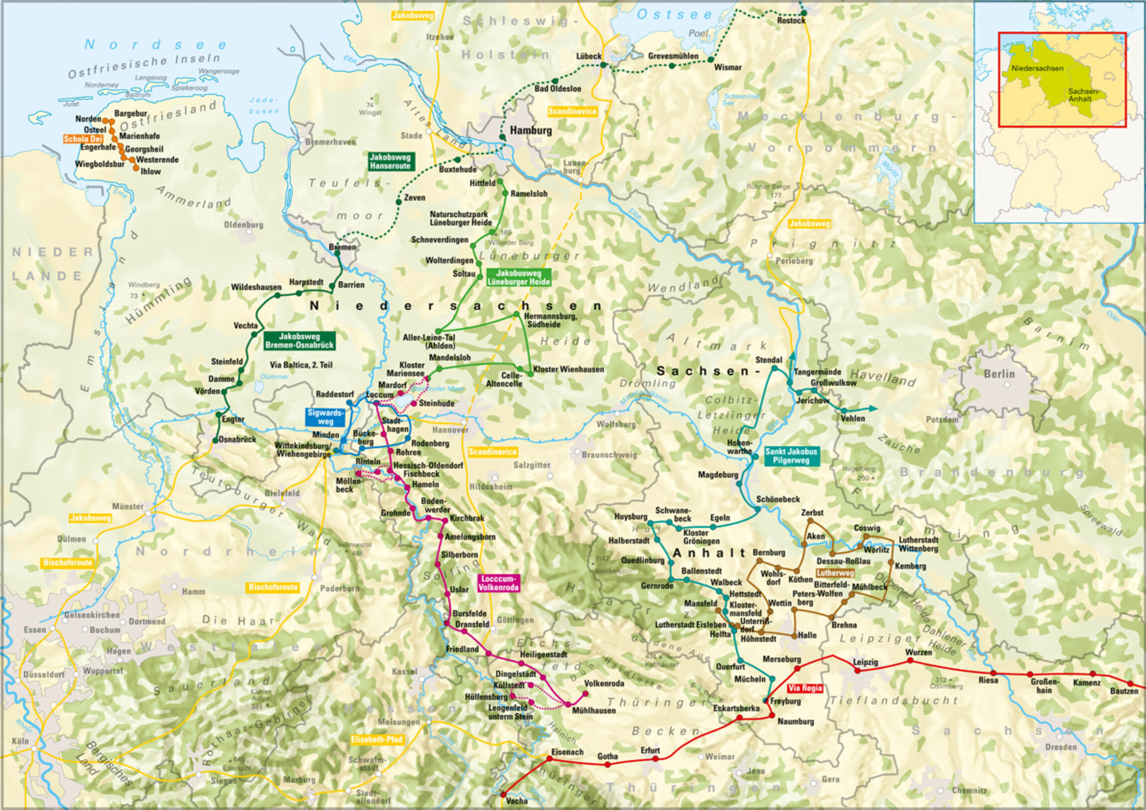 Arbeitsgemeinschaft Christlicher Kirchen in Niedersachsen Pilgerwegkarte