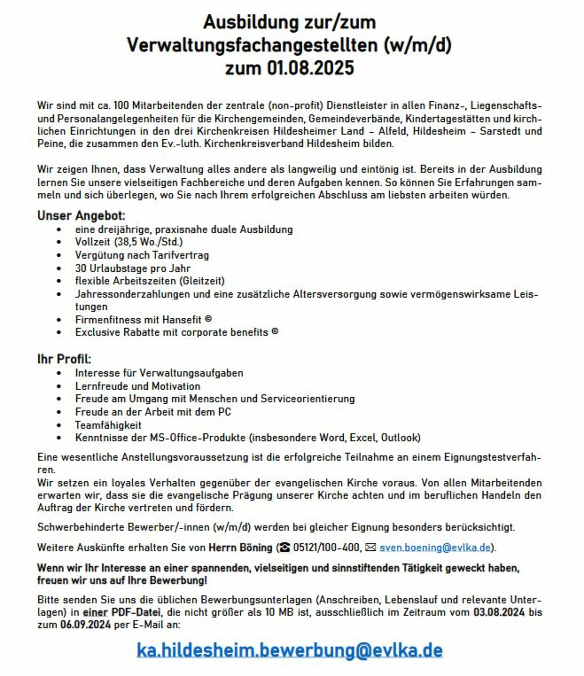 Stellenanzeige Verwaltungsfachangestellte