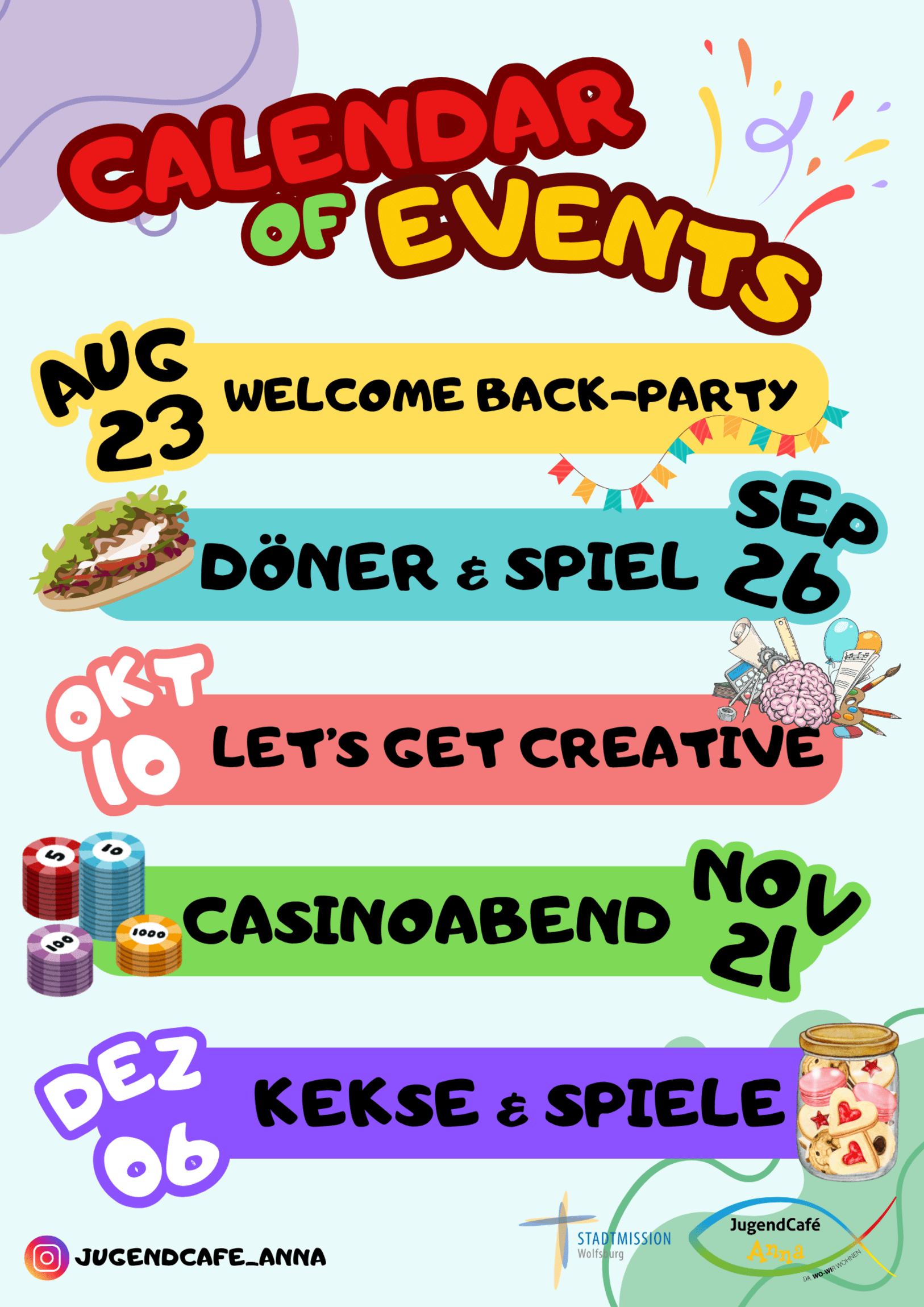 Jugendevents August bis Dezember 2025