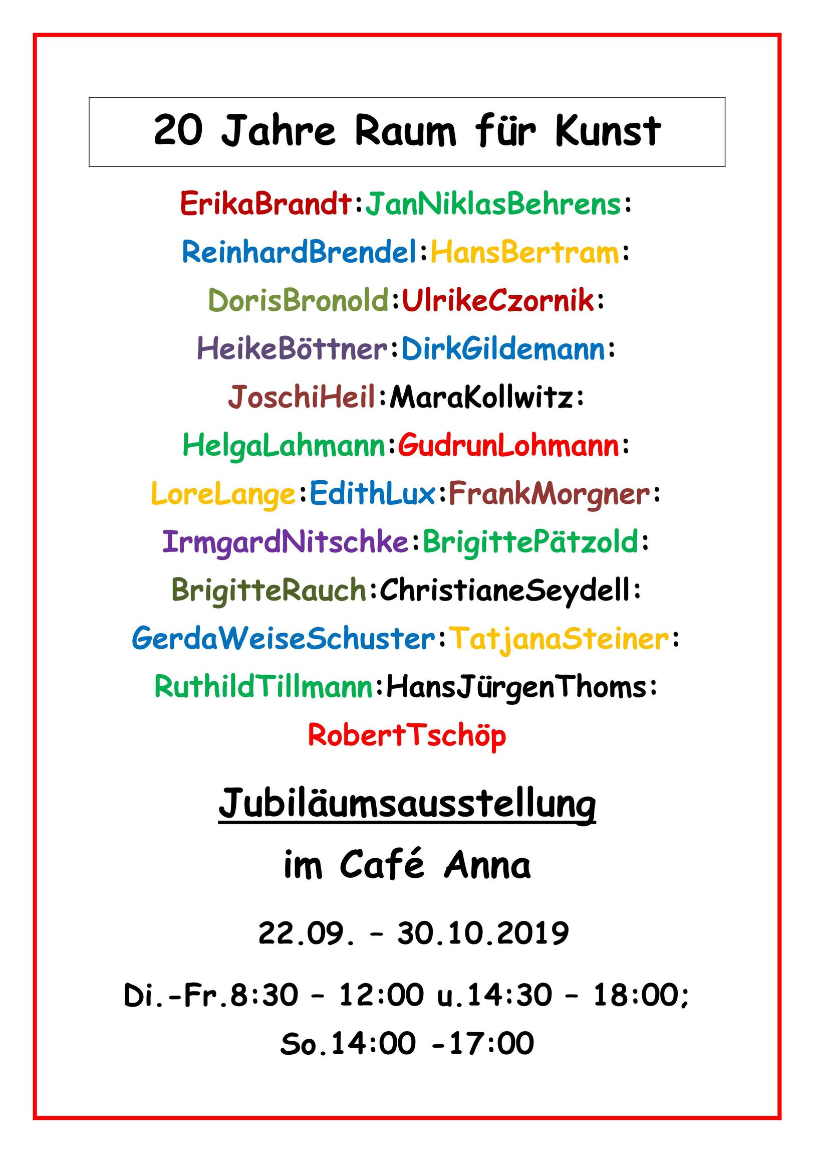 20 Jahre Raum für Kunst im Café Anna