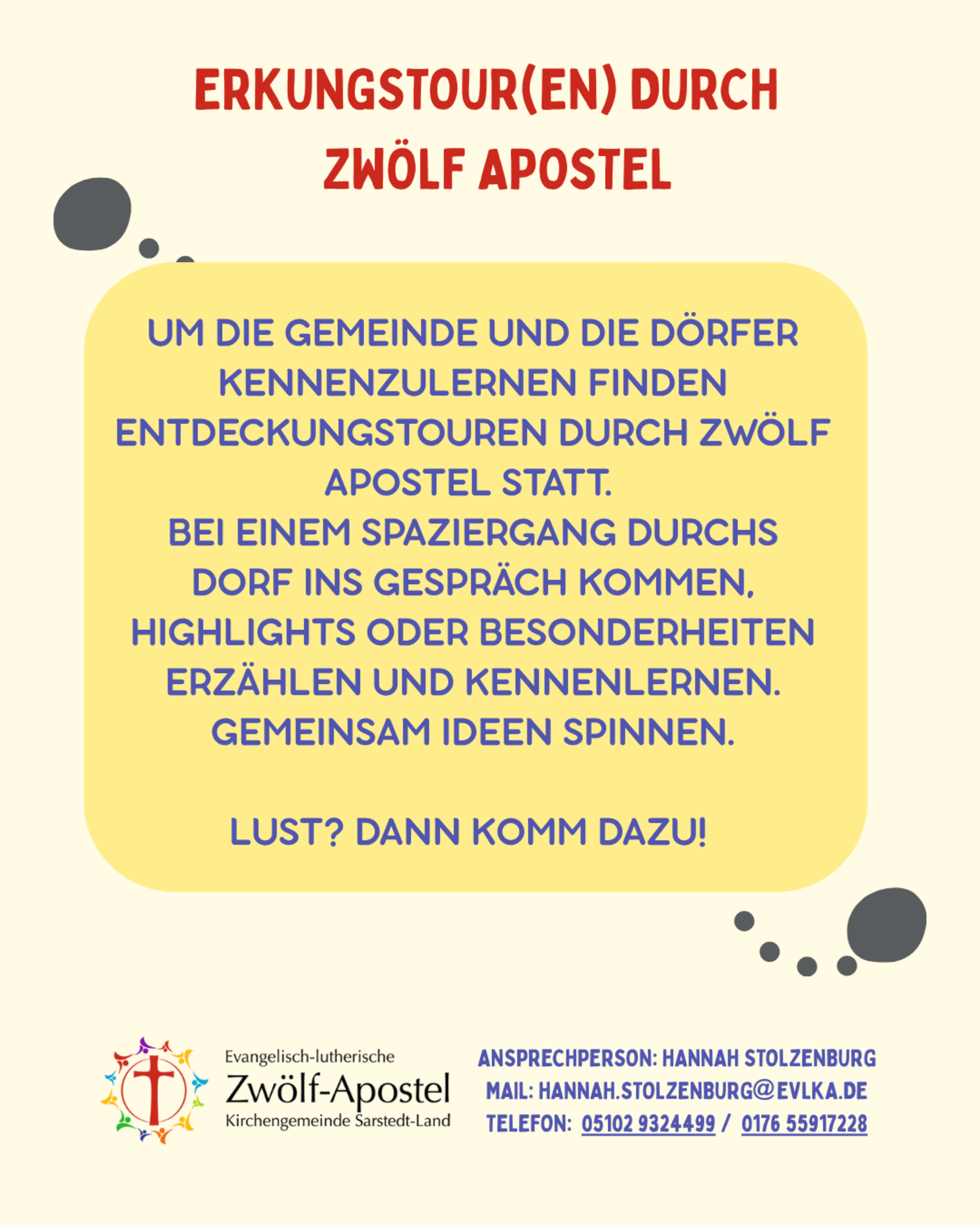 Plakat zu Erkundungstouren durch 12A - allgemein - Juni/Juli 2026