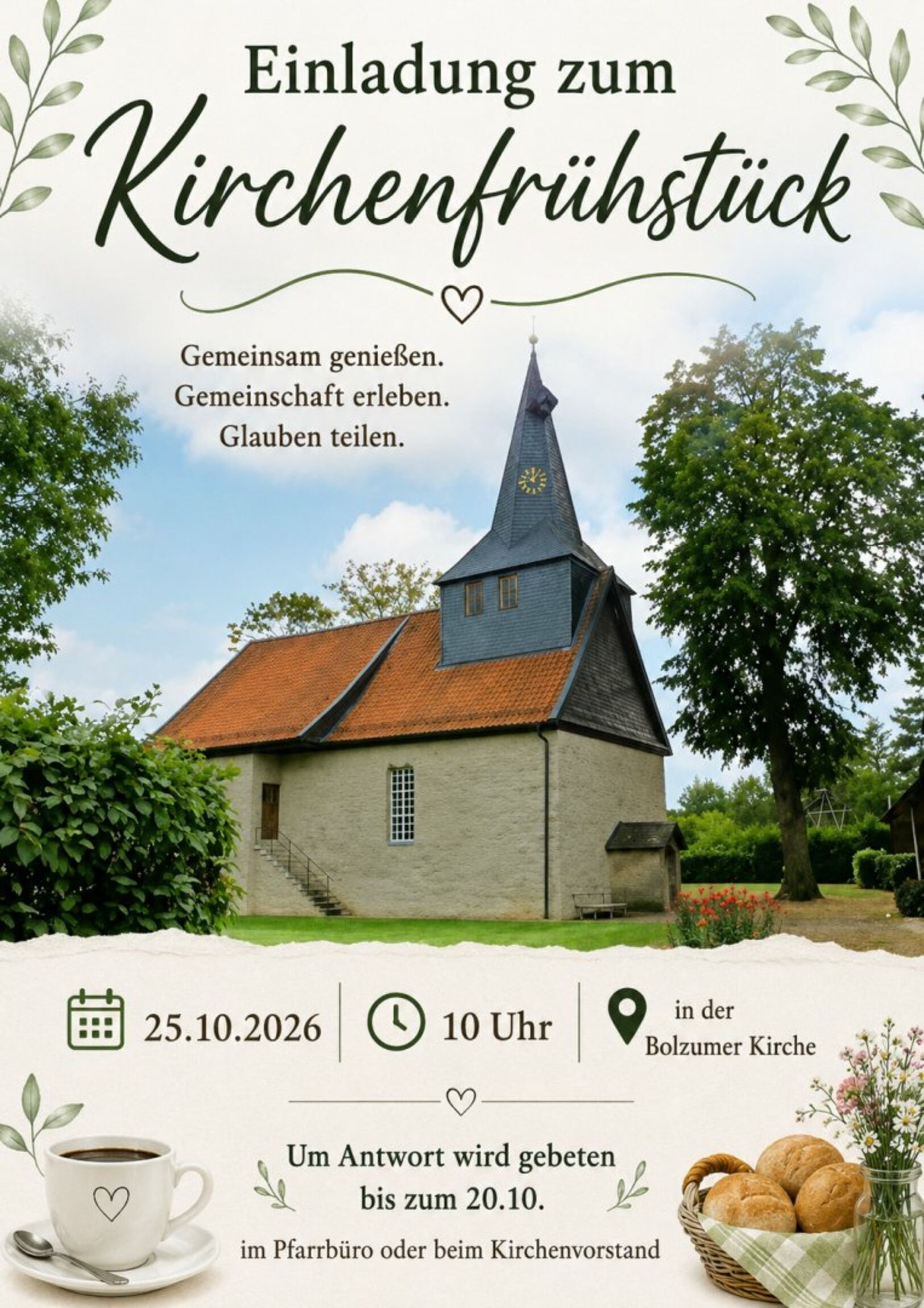 Plakat Einladung Kirchenfrühstück Bolzum 25.10.2026