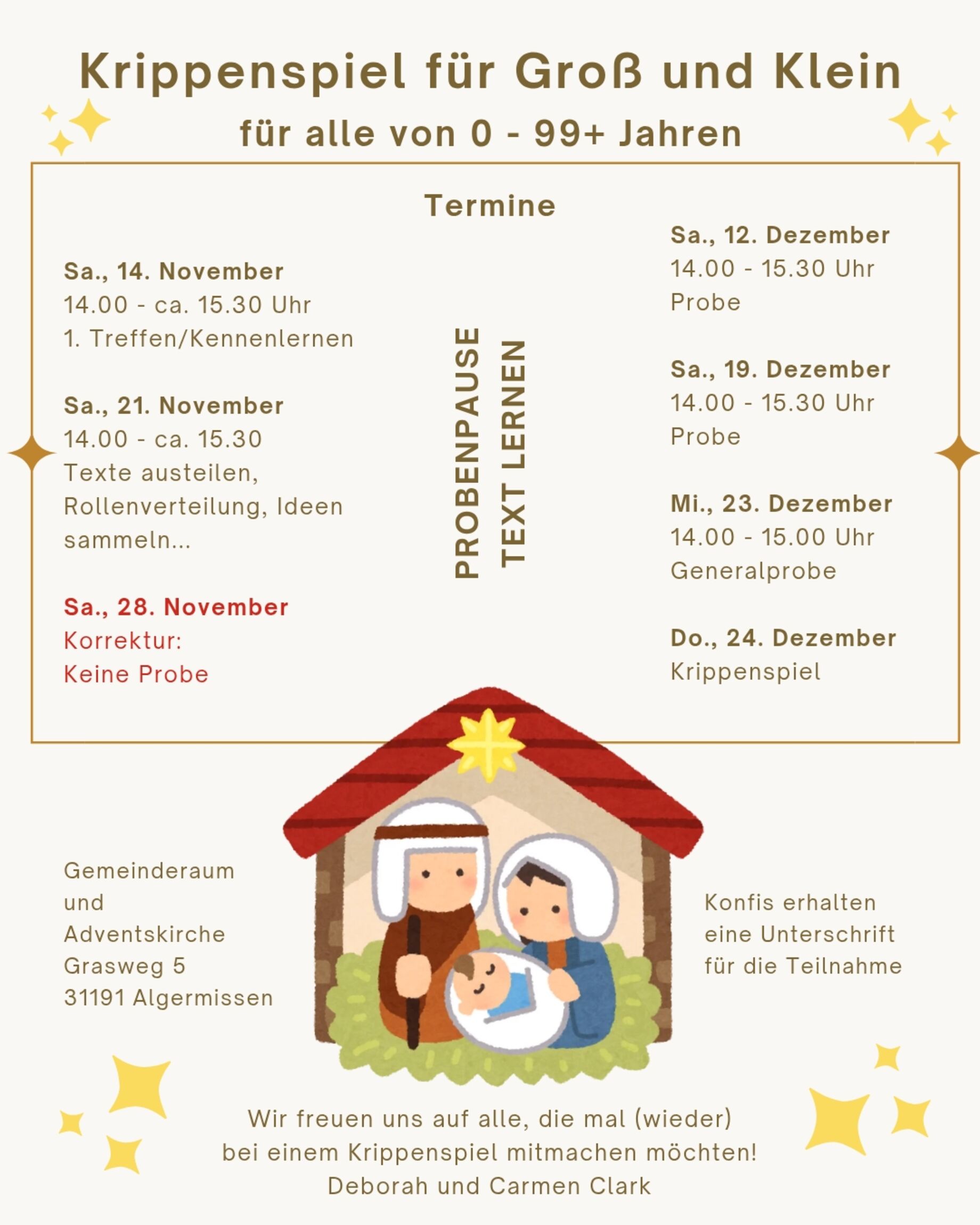 Flyer Krippenspiel Algermissen 2026