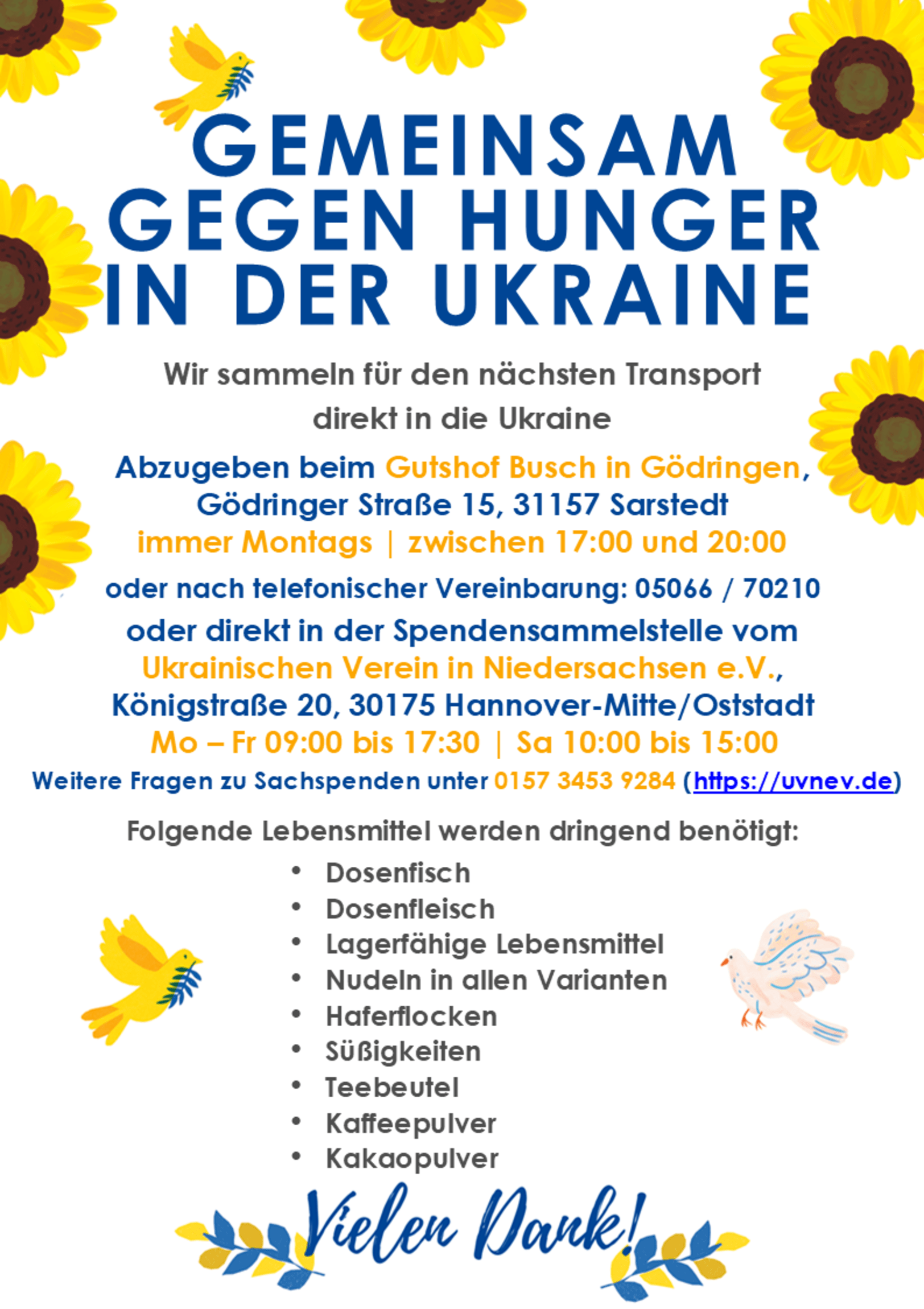 Flyer: gemeinsam gegen hunger in der ukraine