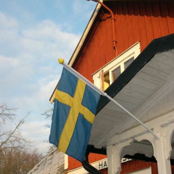 Hallaskog Haus mit Fahne