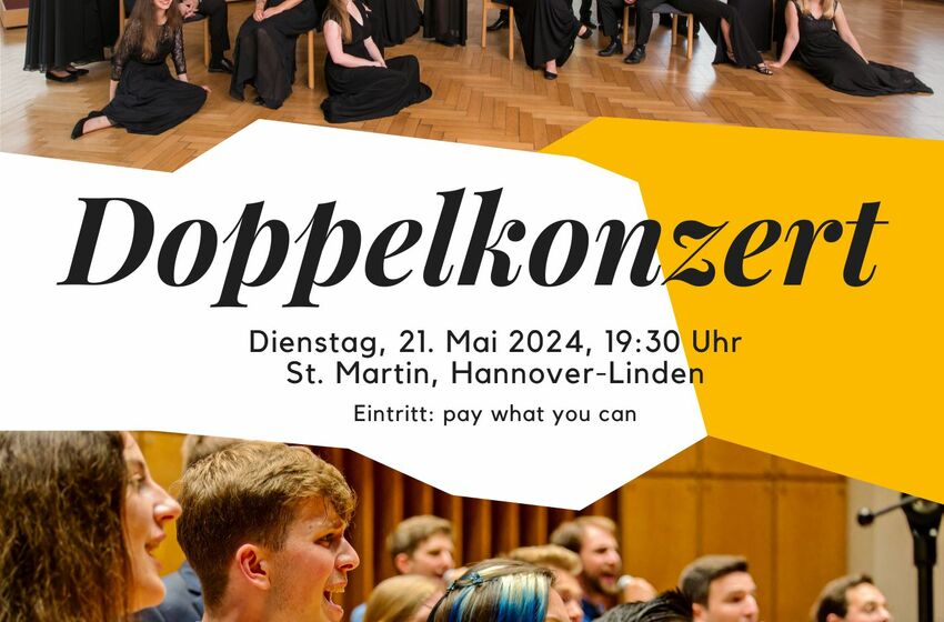 Plakat Doppel-Chorkonzert 21.05.2024: Junger KammerChor Braunschweig, Jazzchor der Uni Bonn