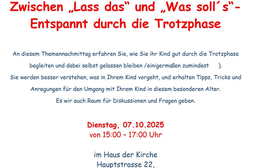 Familienzentrum, Trotzphase, Themennachmittag