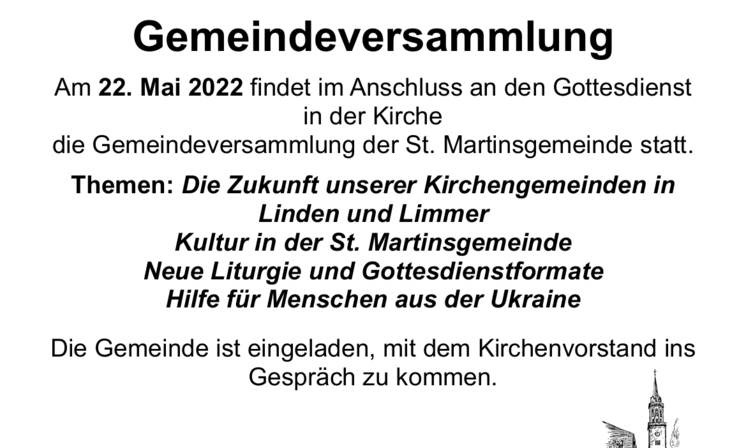 Plakat Gemeindeversammlung St. Martin 22.05.2022
